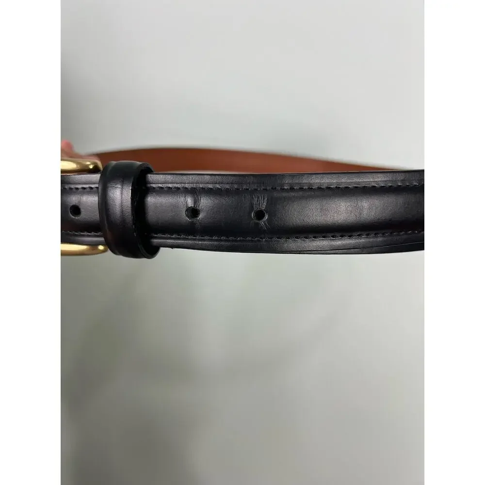 Men's Chaps Black and Brown Gold Belt buckle genuine Leather Belt